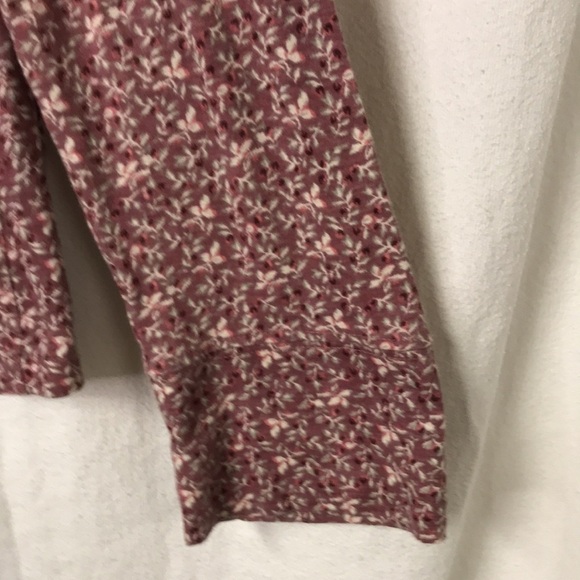 RUFF Hewn Women’s Long Sleeve Tee L Ditsy Floral print Cranberry Perfect layer - Picture 3 of 9
